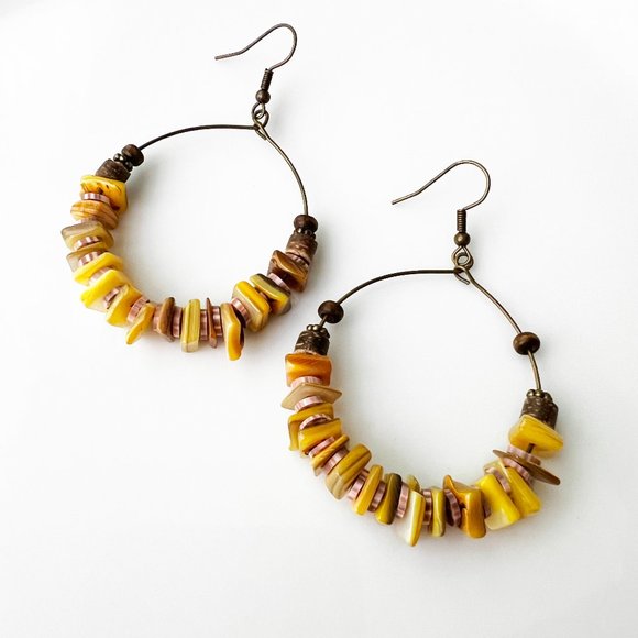 NEW "Canyon" Shell Round Earrings (yellow) - Picture 1 of 5